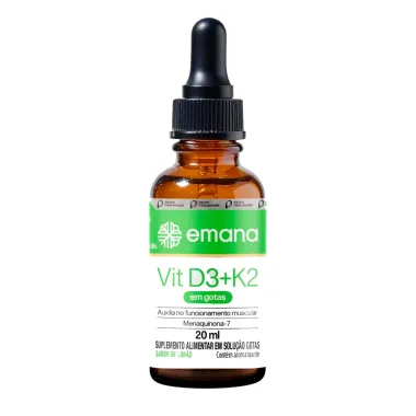 Vitamina D3 + K2 Emana Sabor de Limão Gotas 20ml