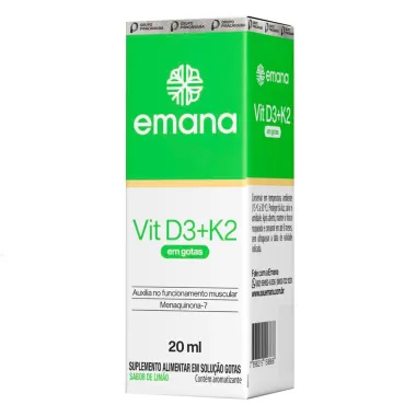 Vitamina D3 + K2 Emana Sabor Limão Gotas 20ml