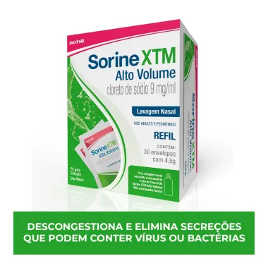 Sorine XTM Alto Volume 9mg/ml Lavagem Nasal Refil 30 Envelopes de 4,5g cada
