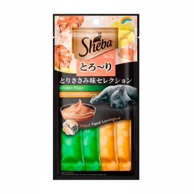 Petisco para Gato Sheba Cremoso Sabor Frango e Peixe Sachê 48g