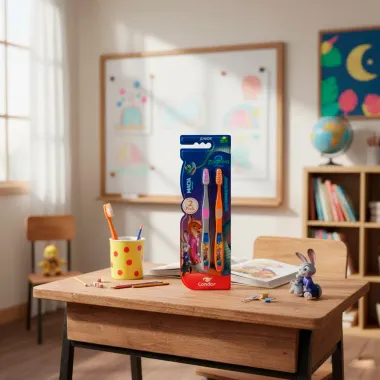 Escova Dental Infantil Condor Junior Macia Zootopia 2 com 2 Unidades