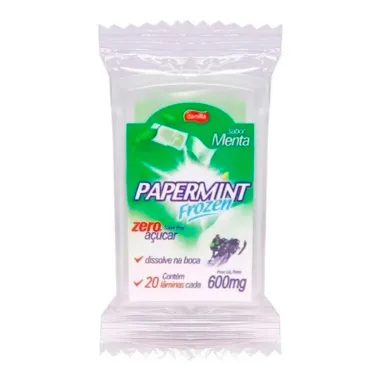 Lâmina Comestível Papermint Frozen Sabor Menta Zero Açucar com 20 Lâminas