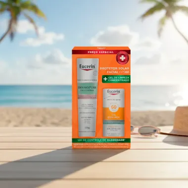 Kit Eucerin DermoPure Oil Control Gel de Limpeza Concentrado 150g e Protetor Solar Oil Control FPS 60 50g