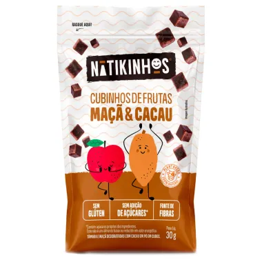 Cubinhos De Frutas Natikinhos Sabor Maca & Cacau 30g