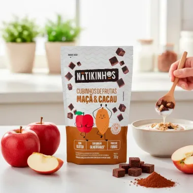 Cubinhos De Frutas Natikinhos Sabor Maca & Cacau 30g