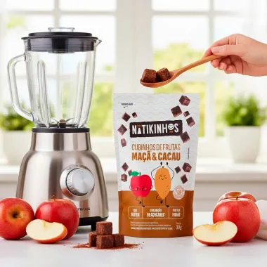 Cubinhos De Frutas Natikinhos Sabor Maca & Cacau 30g