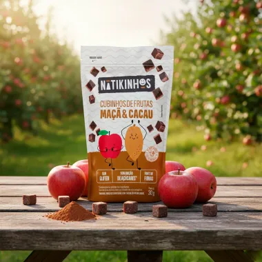 Cubinhos De Frutas Natikinhos Sabor Maca & Cacau 30g