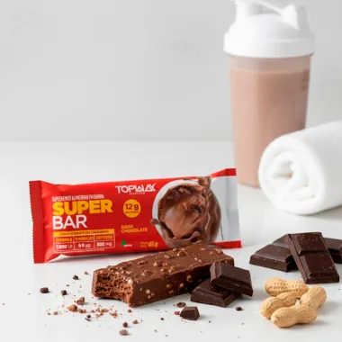 Barra Protein Super Bar Topway 12g de  Proteína Sabor Dark Chocoalte 45g