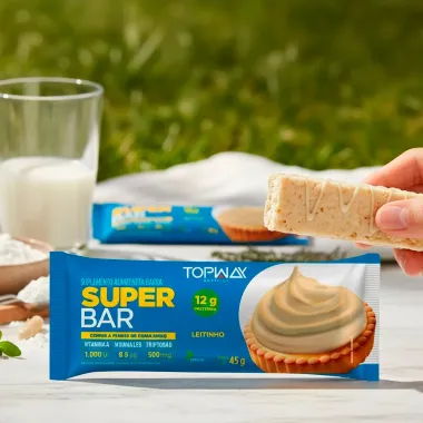 Barra Protein Super Bar Topway 12g de  Proteína Sabor Leitinho 45g