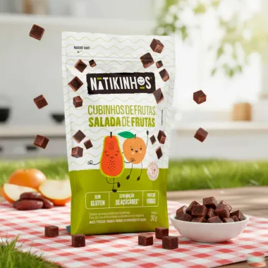Cubinhos de Frutas Natikinhos Sabor Salada de Frutas 30g