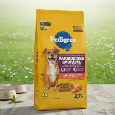 Ração para Cão Pedigree Barriguinha Saudável Sabor Salmão,Arroz e Linhaça 2,7Kg
