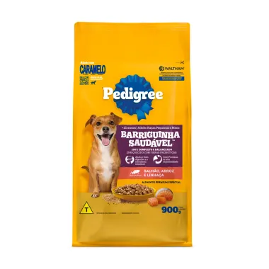 Ração para Cão Pedigree Barriguinha Saudável Sabor Salmão Arroz e Linhaça 900g