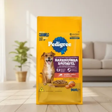 Ração para Cão Pedigree Barriguinha Saudável Sabor Salmão Arroz e Linhaça 900g