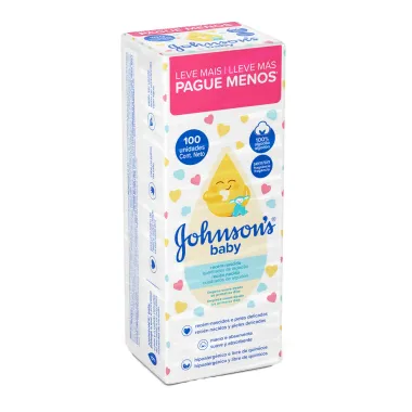 Algodao Quadrado Johnsons Baby Sem Fragrância com 100 Unidades Leve Mais Pague Menos
