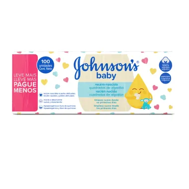 Algodao Quadrado Johnsons Baby Sem Fragrância com 100 Unidades Leve Mais Pague Menos