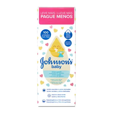 Algodao Quadrado Johnsons Baby Sem Fragrância com 100 Unidades Leve Mais Pague Menos
