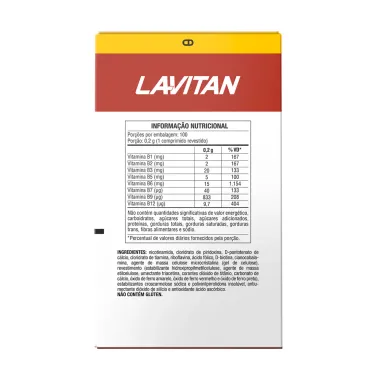 Lavitan Vitamina B12 Zero A&ccedil;&uacute;car com 100 Comprimidos Revestidos