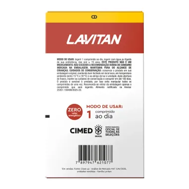 Lavitan Vitamina B12 Zero A&ccedil;&uacute;car com 100 Comprimidos Revestidos