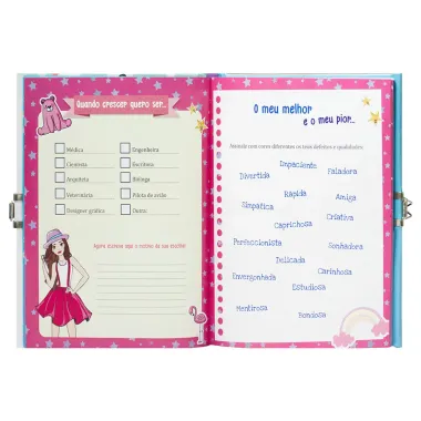 Di&aacute;rio Meus Segredos Estrela Fashion com Caneta Magica e Cadeado 1 Unidade