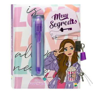 Di&aacute;rio Meus Segredos Estrela Fashion com Caneta Magica e Cadeado 1 Unidade