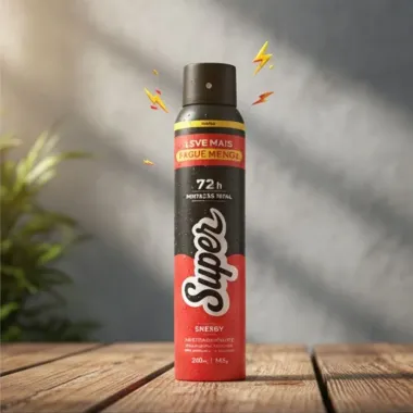Desodorante Super Energy Aerosol Antitranspirante 72h  250Ml/145G Leve Mais Pague Menos