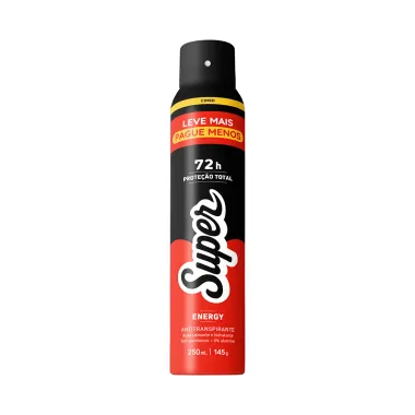 Desodorante Super Energy Aerosol Antitranspirante 72h  250ml/145g Leve Mais Pague Menos