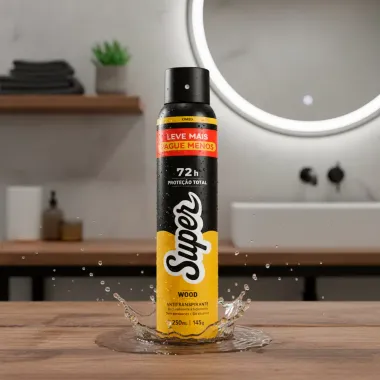 Desodorante Super Wood Aerosol Antitranspirante 72h Proteção Total 250ml Leve Mais Por Menos