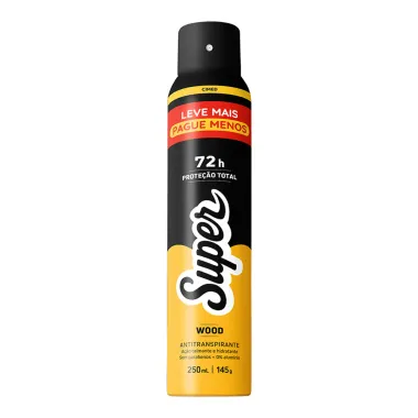 Desodorante Super Wood Aerosol Antitranspirante 72h Proteção Total 250ml Leve Mais Por Menos