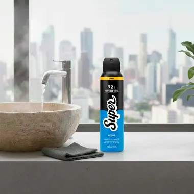 Desodorante Super Acqua 72h Prote&ccedil;&atilde;o Total Aerosol Antitranspirante 150ml