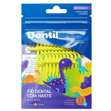 Fio Dental Dentil Kids Basic com Hastes 20 Unidades