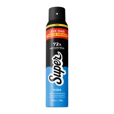 Desodorante Super Acqua Aerosol Antitranspirante 72h Proteção Total 250ml Leve Mais Por Menos