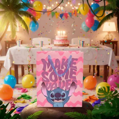 Sacola para Presente Mio Stitch Media Cor Rosa