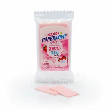 Lâminas Papermint Refrescantes Sabor Morango Zero Açúcar 20 Unidades