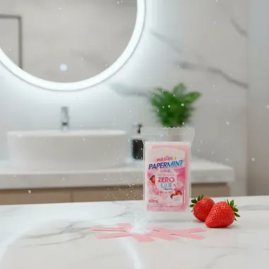 Lâminas Papermint Refrescantes Sabor Morango Zero Açúcar 20 Unidades