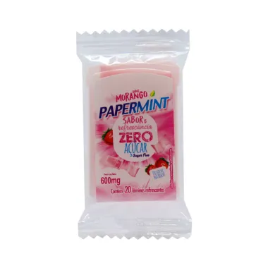 Lâminas Papermint Refrescantes Sabor Morango Zero Açúcar 20 Unidades