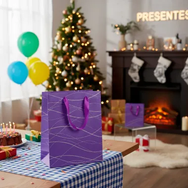 Sacola para Presente Mió Lilás Média 1 Unidade