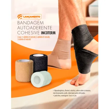 Bandagem Autoadesivo Incoterm Cohesive Cor Bege 5cm x 4,5m
