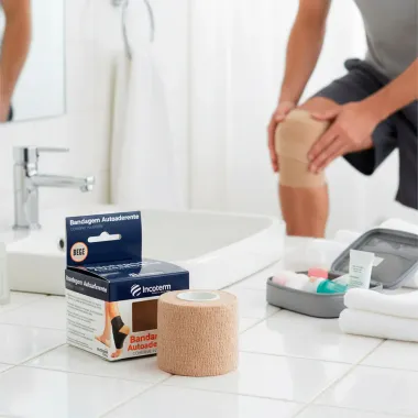 Bandagem Autoadesivo Incoterm Cohesive Cor Bege 5cm x 4,5m