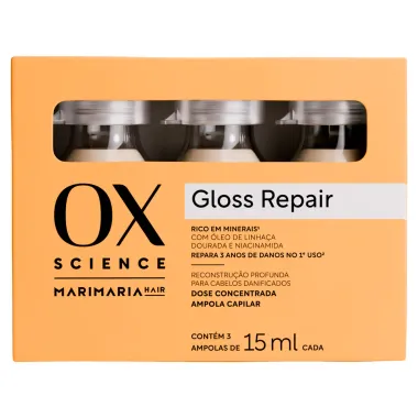 Ampola Capilar Dose Concentrada OX Science Gloss Repair MariMAria Hair 3 Unidades de 15ml cada