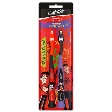 Escova de Dental Powerdent Enaldinho Extra Macia 6+ Anos Cores Sortidas 2 Unidades