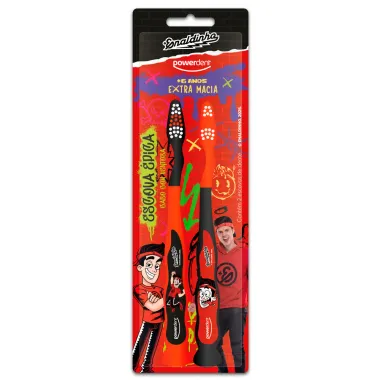 Escova de Dental Powerdent Enaldinho Extra Macia 6+ Anos Cores Sortidas 2 Unidades