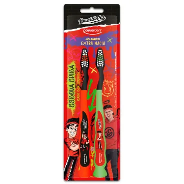 Escova de Dental Powerdent Enaldinho Extra Macia 6+ Anos Cores Sortidas 2 Unidades