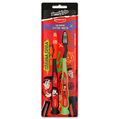 Escova de Dental Powerdent Enaldinho Extra Macia 6+ Anos Cores Sortidas 2 Unidades