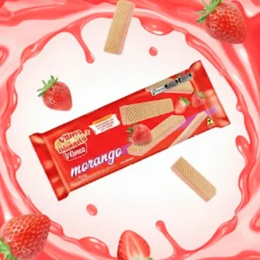 Biscoito Wafer Vilma com Recheio  de Morango 100g