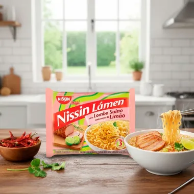 Macarr&atilde;o Instant&acirc;neo Nissin L&aacute;men Sabor Lombo Su&iacute;no com Toque de Lim&atilde;o 8Og