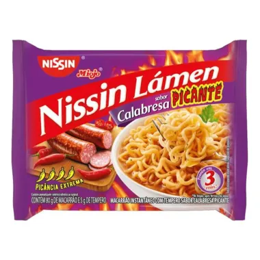 Macarr&atilde;o Instant&acirc;neo Nissin L&aacute;men Sabor Calabresa Picante 85g