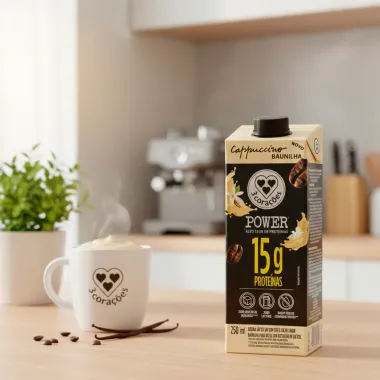 Bebida Lactea 3 Cora&ccedil;&otilde;es Power Cappuccino Baunilha 15G Prote&iacute;nas 250ml