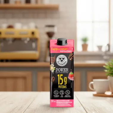 Bebida L&aacute;ctea 3 Cora&ccedil;&otilde;es Power  Cappuccino Napolitano 15g de Prote&iacute;nas 250ml