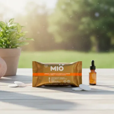 Lenços Umedecidos Demaquilantes Mió 5 em 1 com Vitamina C e Ácido Hialurônico 25 Unidades