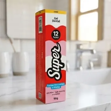 Gel Dental Super Frutas Vermelhas e Menta12 Horas com Fl&uacute;or 90g